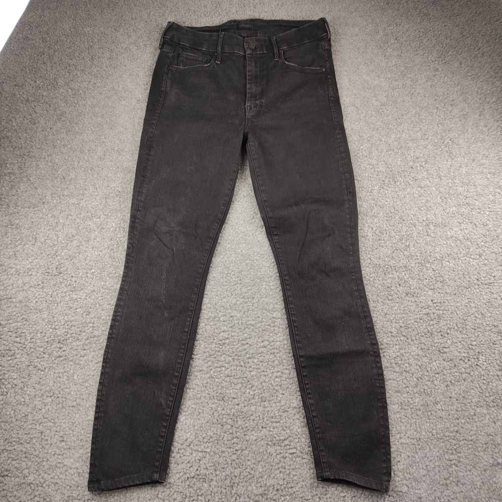 Mother Skinny Jeans Black Denim Stretch‎ Size 25 High Waisted